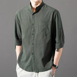 Men’s Cotton Linen Loose Short Sleeve Shirt – Summer Lightweight Casual Trendy Top