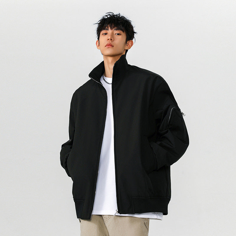 Men’s Large Size Multi-Pocket Flight Jacket – Casual Loose-Fit Lightweight Bomber Coat