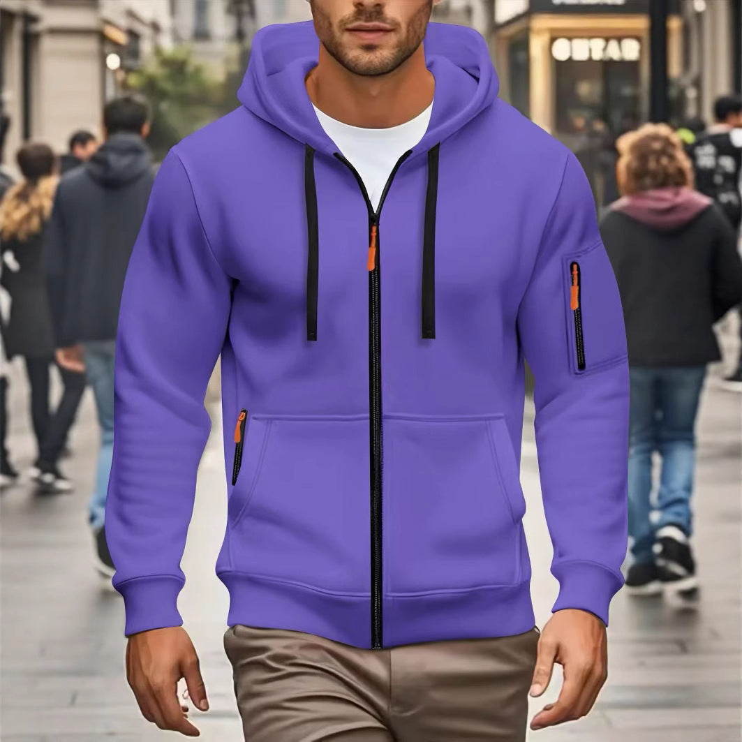 Men’s Zipper Hooded Sweatshirt – Casual Sports Cardigan Coat with Wool Lining | Dashingpoint