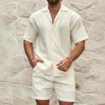 Men’s Summer Tracksuit Set | Casual 2-Piece Lapel Shirt & Shorts | Beach Holiday Outfit for Men