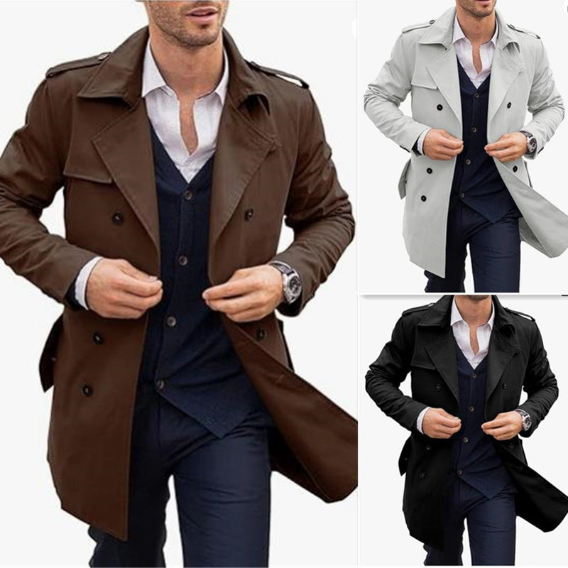Men’s Mid-Length Double Breasted Coat | Elegant European & American Style Outerwear for Every Occasion