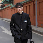 Men’s Zhongshan Japanese School Uniform Suit – Youth Street Style Two & Three-Piece Outfit