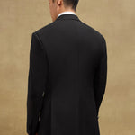 Men’s Retro Solid Color Two-Piece Suit Set – Slim Fit Light Business Outfit with Green Collar