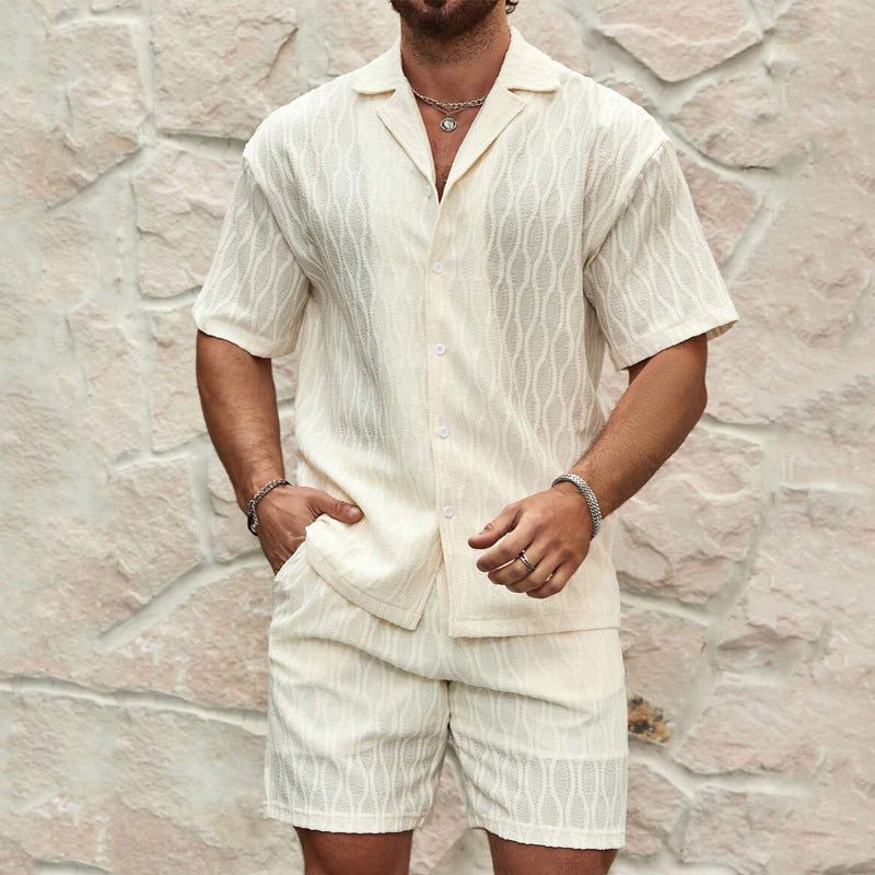 Men’s Summer Tracksuit Set | Casual 2-Piece Lapel Shirt & Shorts | Beach Holiday Outfit for Men
