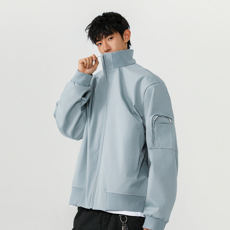 Men’s Large Size Multi-Pocket Flight Jacket – Casual Loose-Fit Lightweight Bomber Coat