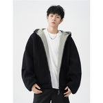 Men’s Double Zipper Hooded Sweater – Casual Loose-Fit Cardigan Jacket for Everyday Comfort