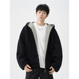 Men’s Double Zipper Hooded Sweater – Casual Loose-Fit Cardigan Jacket for Everyday Comfort