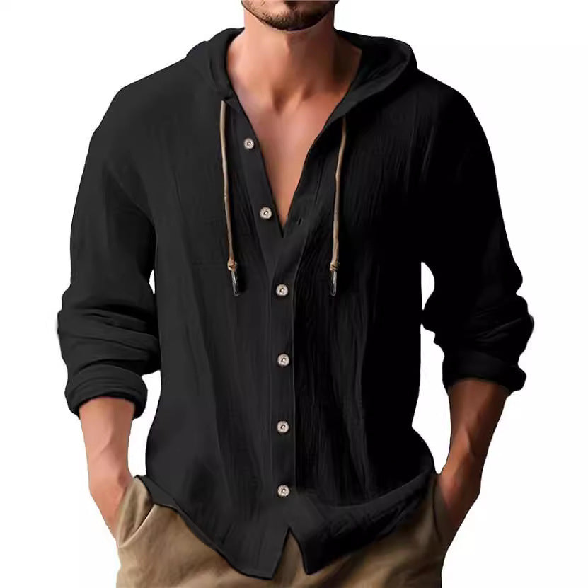 Men’s Casual Linen Cardigan Long-Sleeved Top – Lightweight Stylish Everyday Shirt