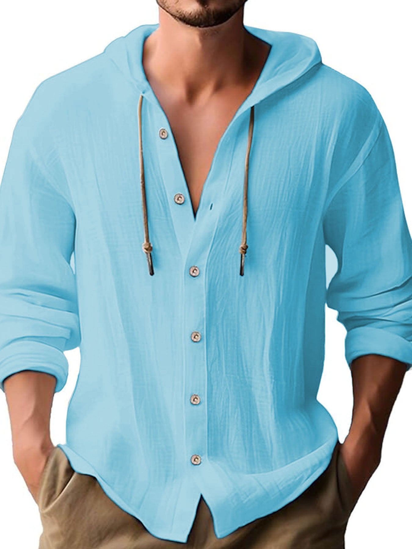 Men’s Casual Linen Cardigan Long-Sleeved Top – Lightweight Stylish Everyday Shirt