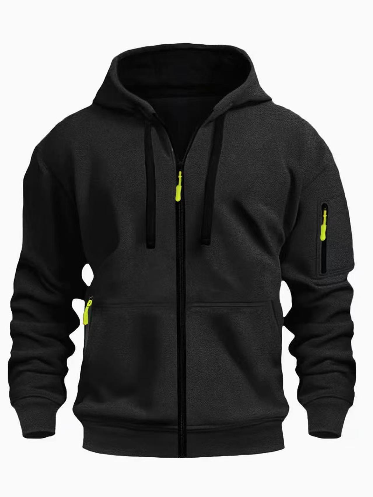 Men’s Zipper Hooded Sweatshirt – Casual Sports Cardigan Coat with Wool Lining | Dashingpoint