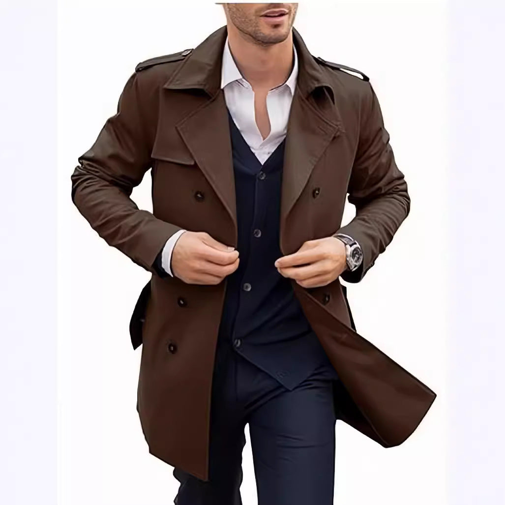 Men’s Mid-Length Double Breasted Coat | Elegant European & American Style Outerwear for Every Occasion