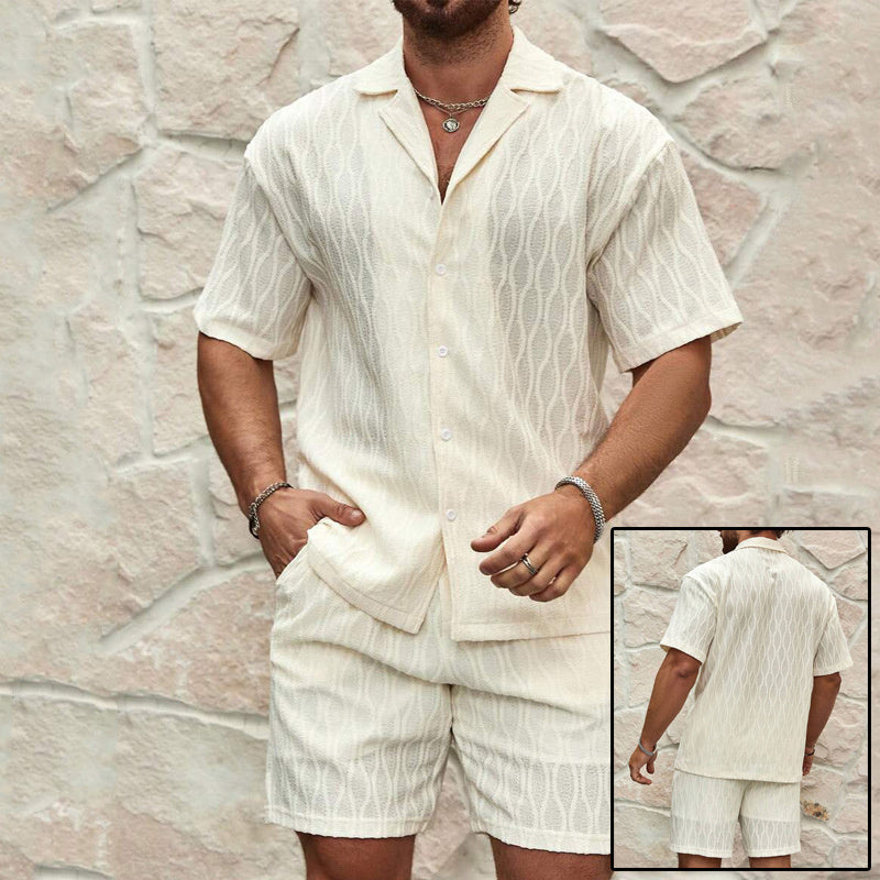 Men’s Summer Tracksuit Set | Casual 2-Piece Lapel Shirt & Shorts | Beach Holiday Outfit for Men