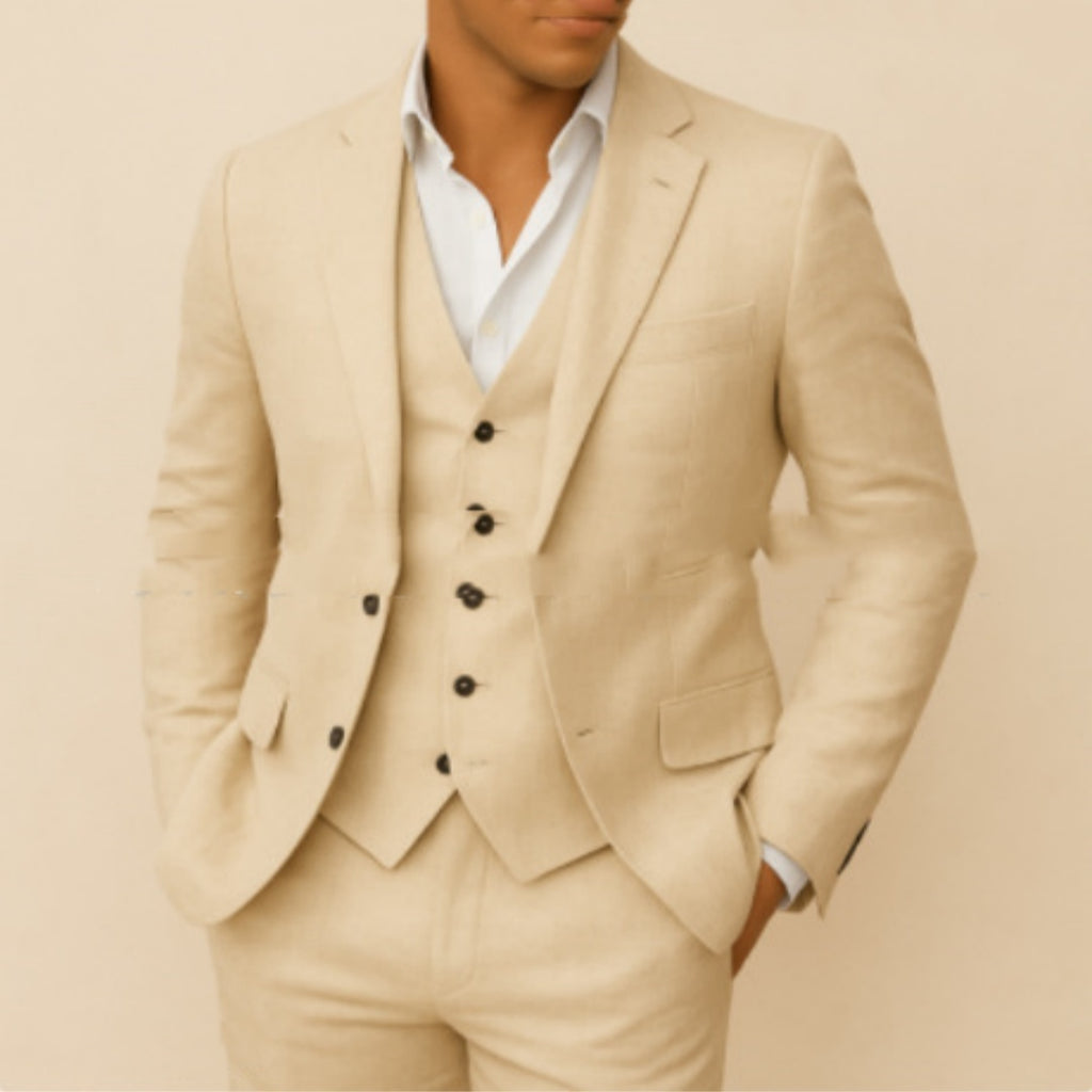 Men’s Casual Business Three-Piece Suit – Slim Fit Light Business Formal Outfit for All Seasons
