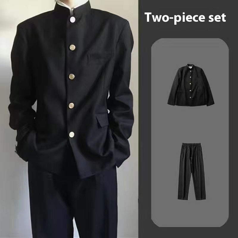 Men’s Zhongshan Japanese School Uniform Suit – Youth Street Style Two & Three-Piece Outfit