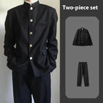 Men’s Zhongshan Japanese School Uniform Suit – Youth Street Style Two & Three-Piece Outfit