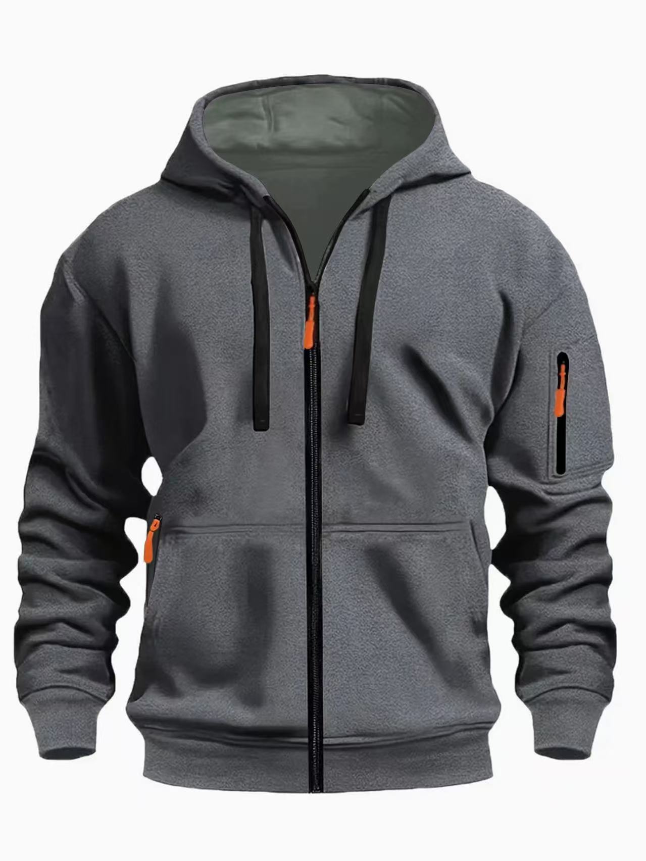 Men’s Zipper Hooded Sweatshirt – Casual Sports Cardigan Coat with Wool Lining | Dashingpoint