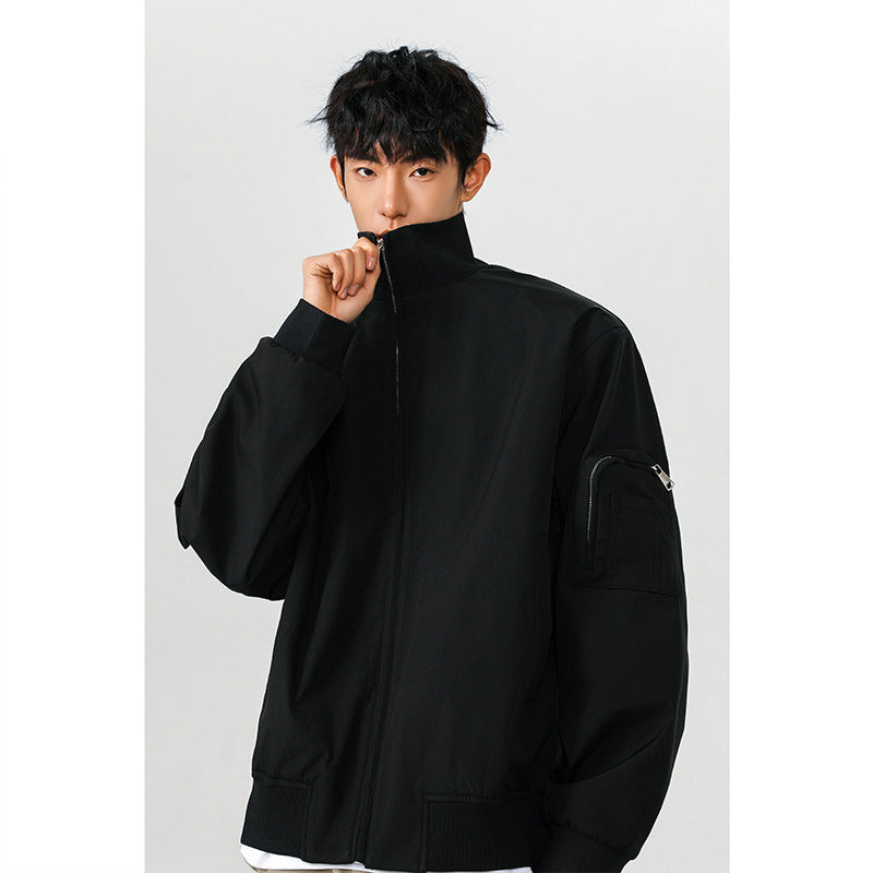 Men’s Large Size Multi-Pocket Flight Jacket – Casual Loose-Fit Lightweight Bomber Coat